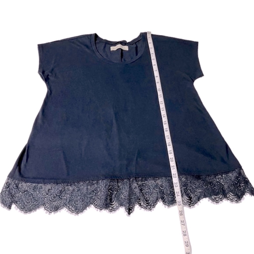 Abercrombie & Fitch Y2K Era Navy Blue Lace Hem Knit Top Size M - Picture 5 of 10